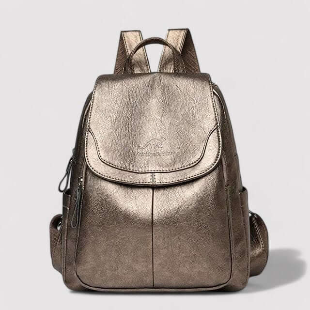 This stylish anti-theft backpack offers organized storage for women.