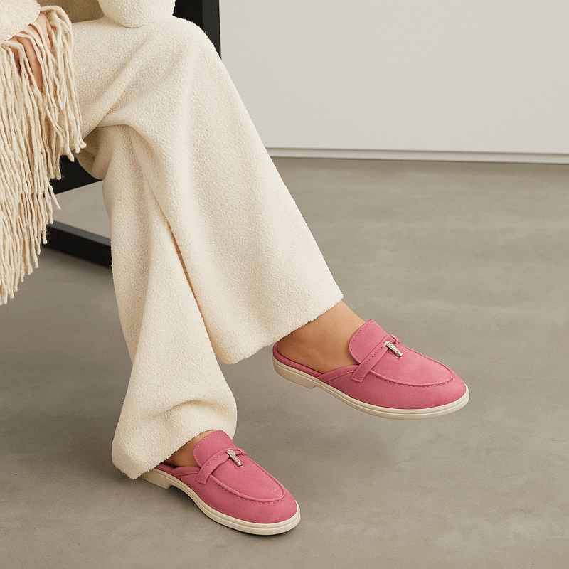 Lightweight women's backless slip-on loafers, comfortable casual flats for all-day wear.