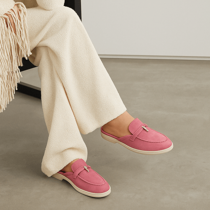 Lightweight women's backless slip-on loafers, comfortable casual flats for all-day wear.