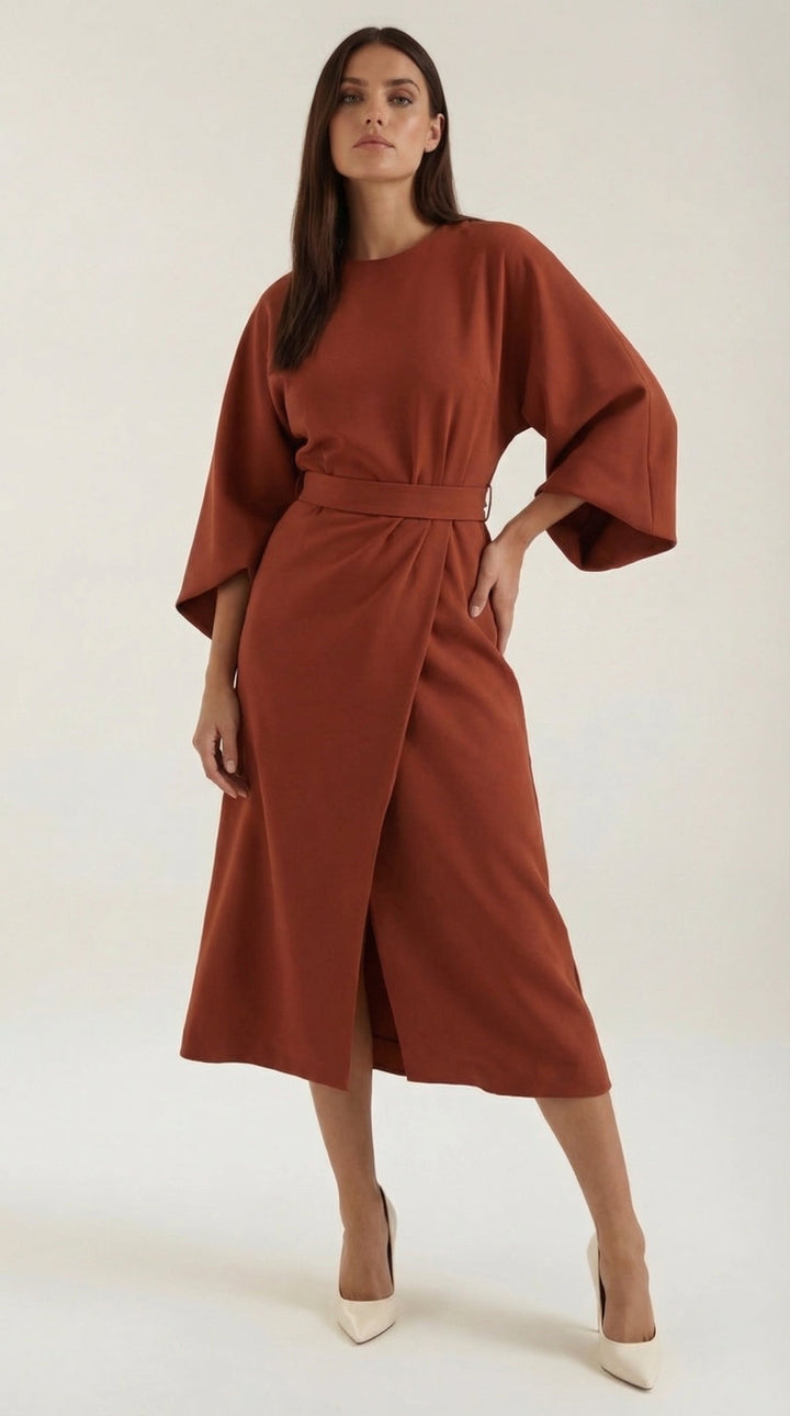 Comfortable and stylish belted midi dress for women