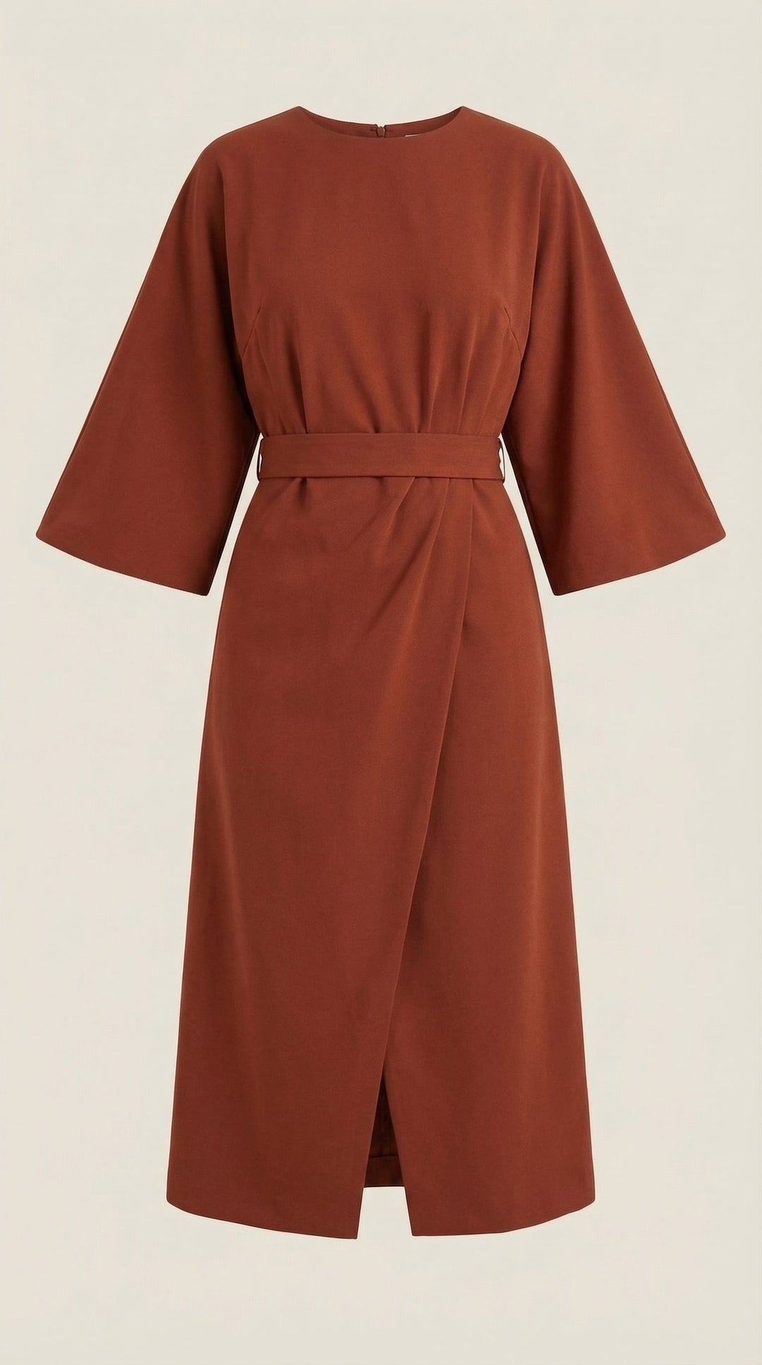 Elegant V-neck midi dress with chic wide sleeves