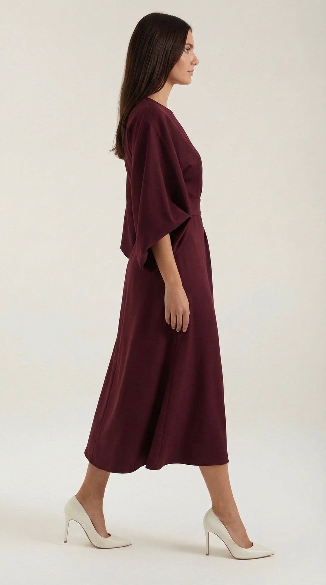 Formal wrap midi dress designed for a flattering fit