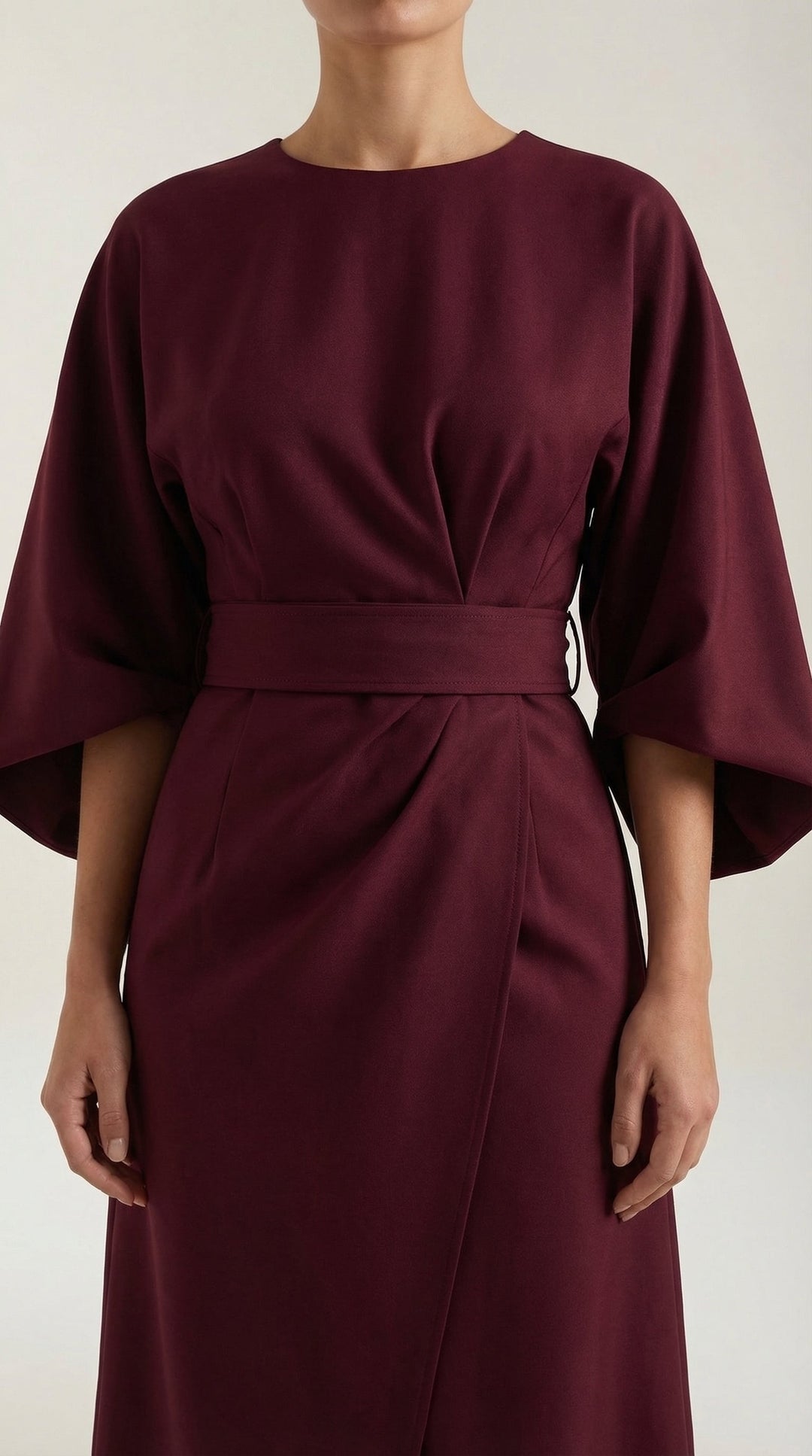 Party dress for women: belted midi with wide sleeves