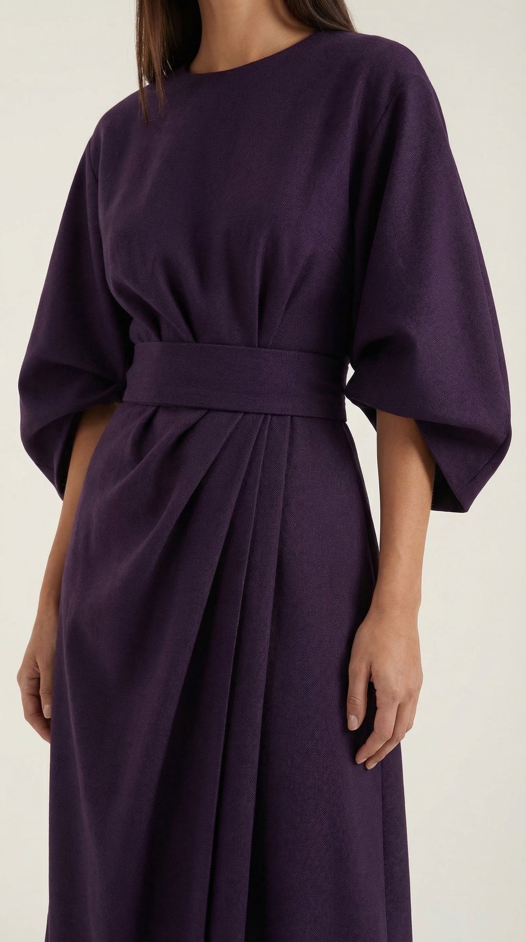 Fashionable belted midi dress for a polished look