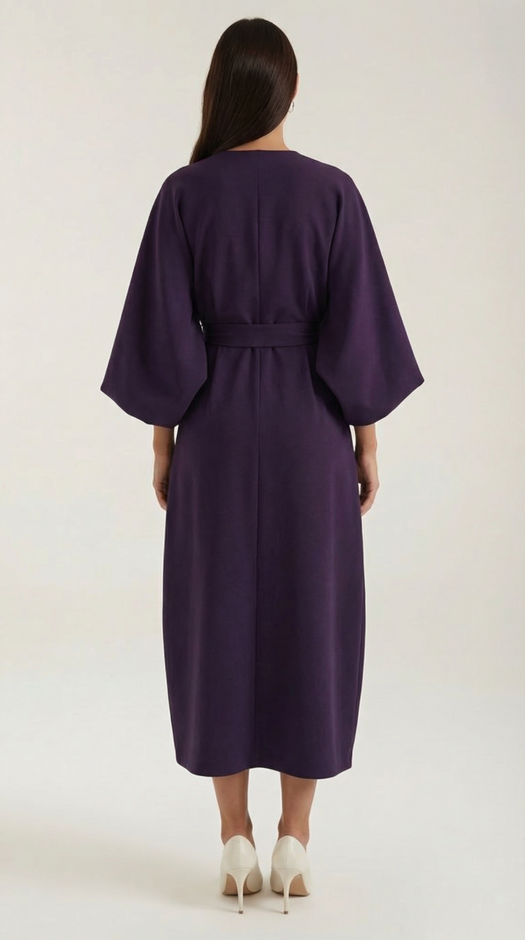 Versatile women's dress: midi length, wrap style, belted