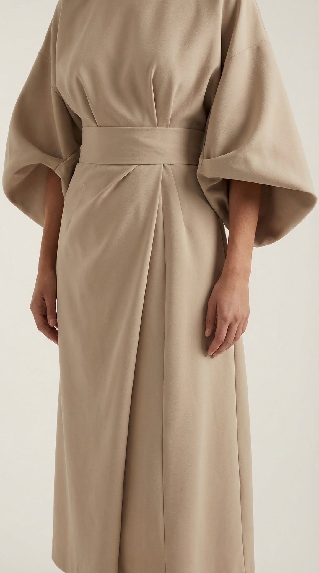 V-neck midi dress in a chic belted design for women