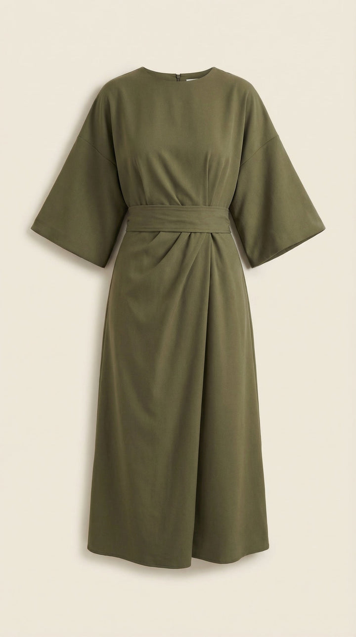 Comfortable and elegant midi dress with a wrap design