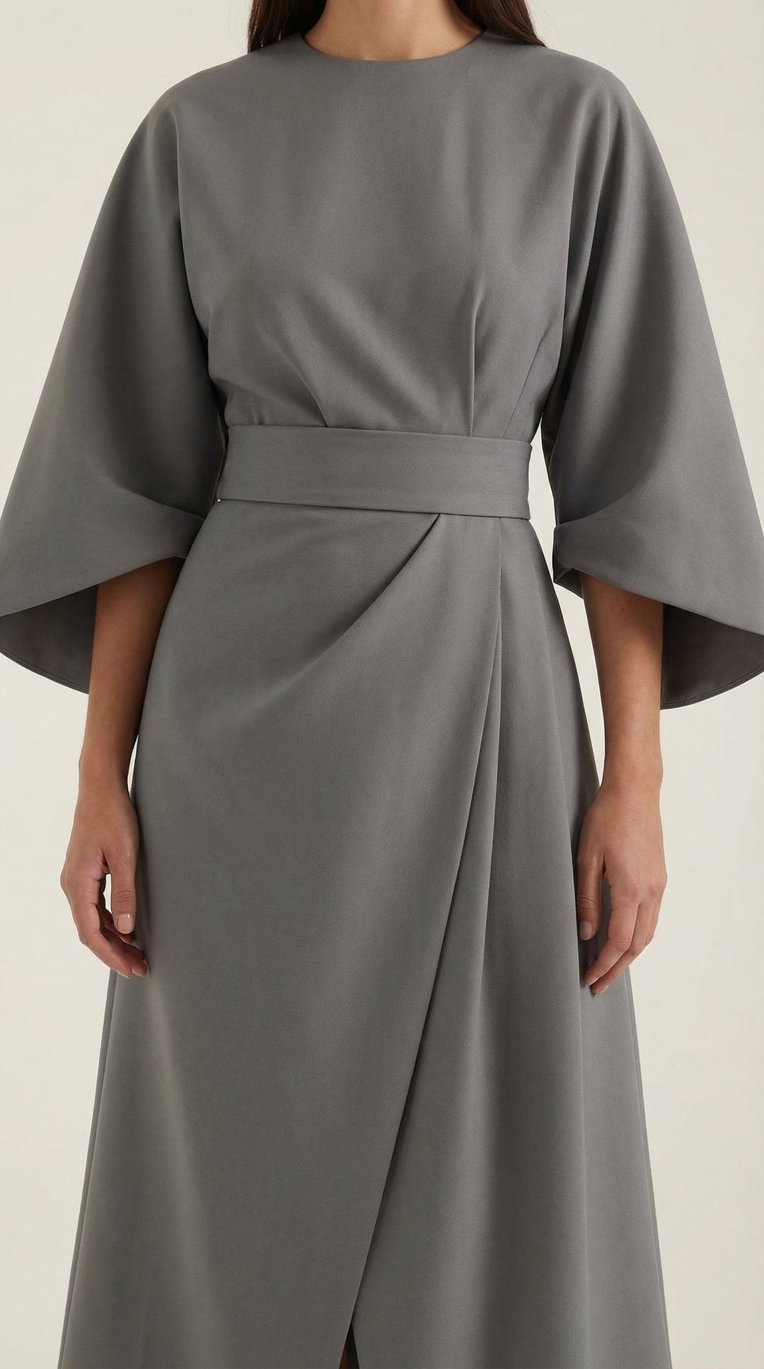 Women's formal dress: belted midi with sophisticated style