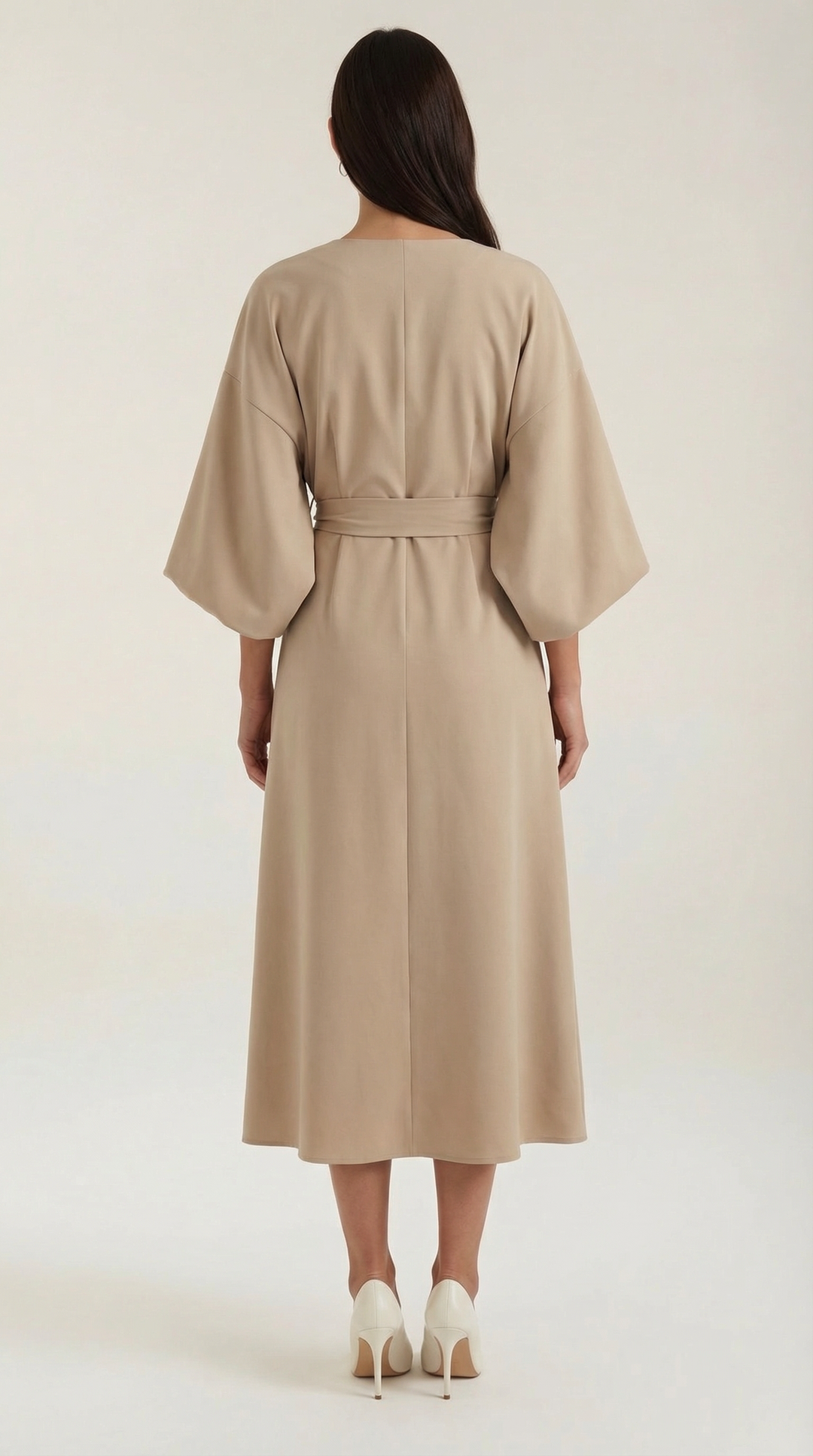 Elegant women's midi dress with comfortable wide sleeves