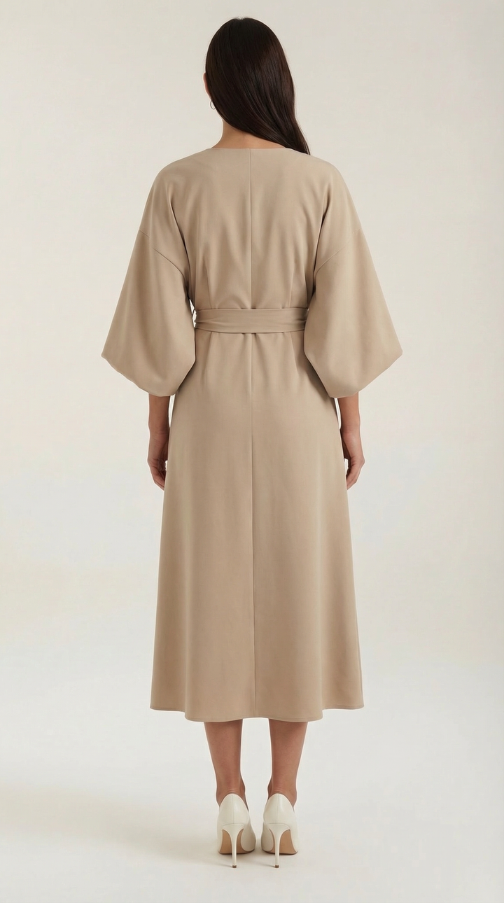 Elegant women's midi dress with comfortable wide sleeves