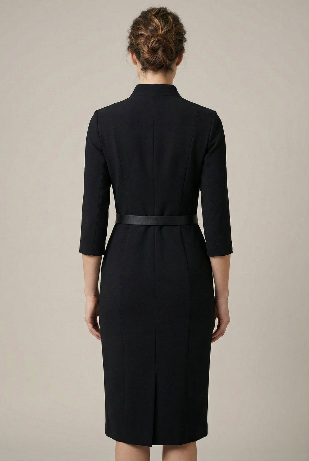 Versatile women's midi dress with tailored fit & belt. Perfect for office, evening, or classic fashion.