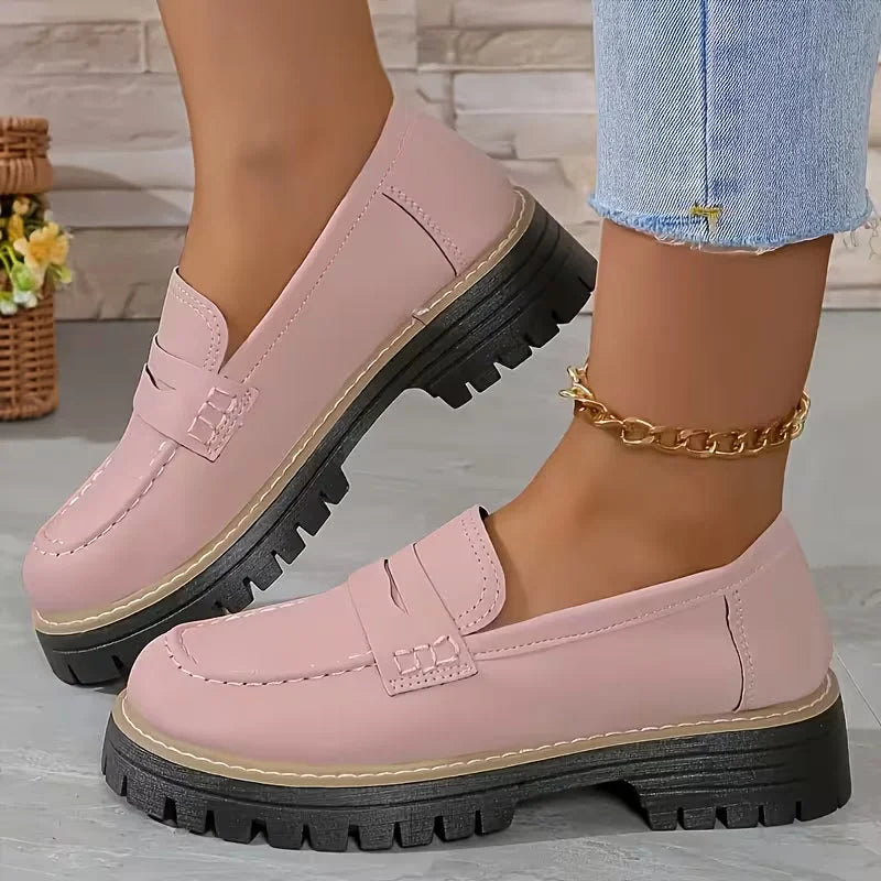 Stylish women's chunky platform loafers. Slip-on design for effortless wear & all-day comfort.