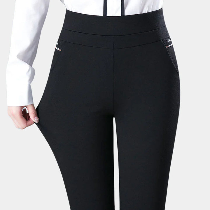 New arrival: Women's black high-waisted trousers with comfortable stretch fabric.