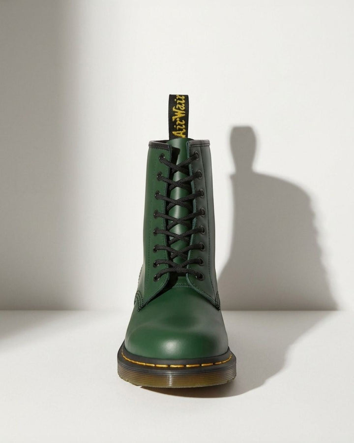 Classic women's black combat boots, lace-up ankle design with a comfortable chunky sole for everyday wear.