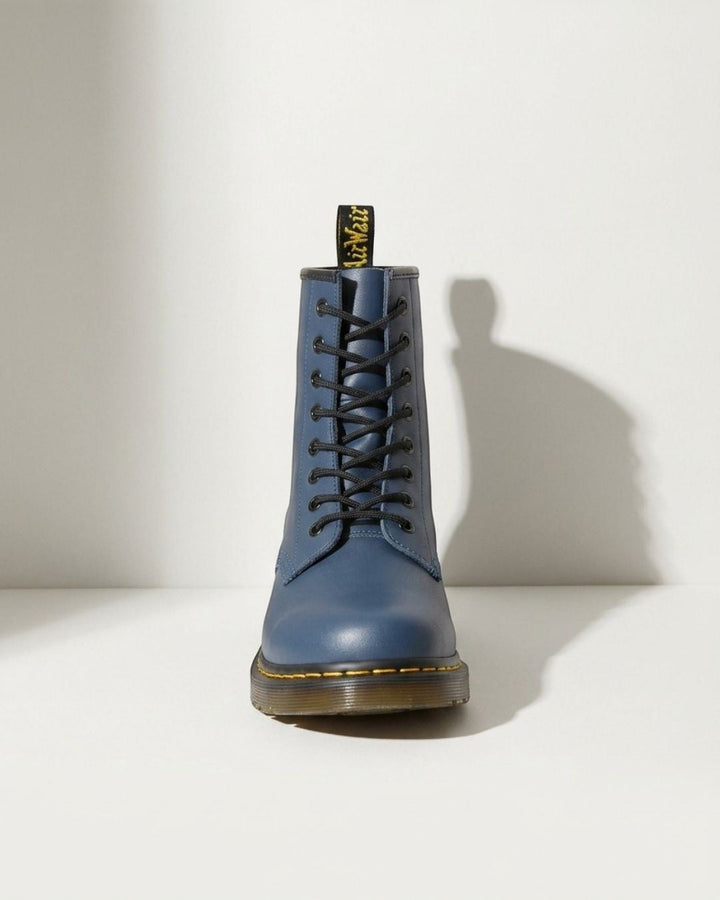 Chunky sole women's lace-up combat ankle boots in black, offering an edgy look & durable autumn footwear.