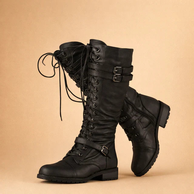 Elegant women's winter boots with a dramatic over-the-knee design, perfect for pairing with skirts or dresses.