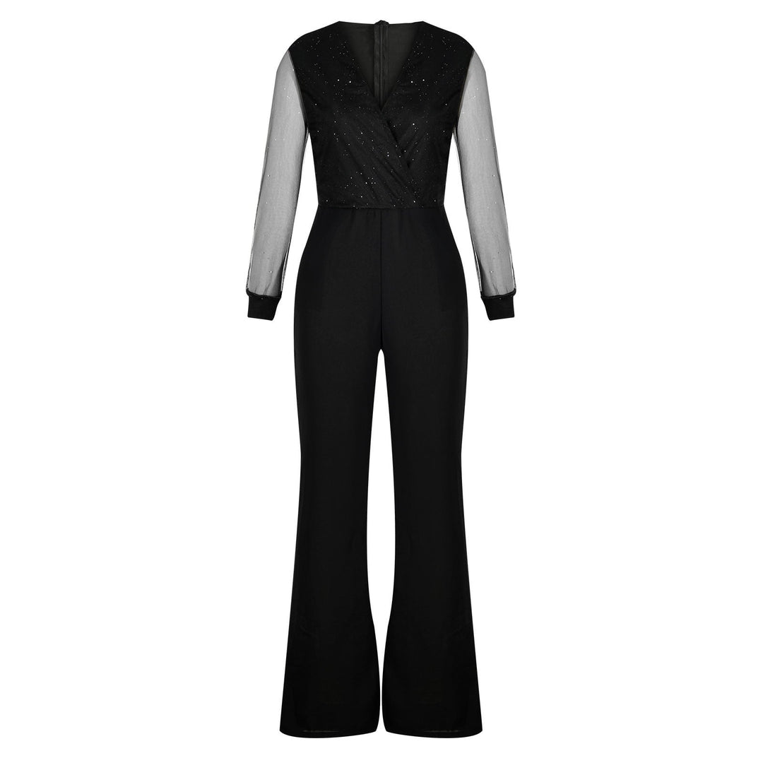 Chic women's long sleeve wide leg jumpsuit, a comfortable and stylish casual apparel.