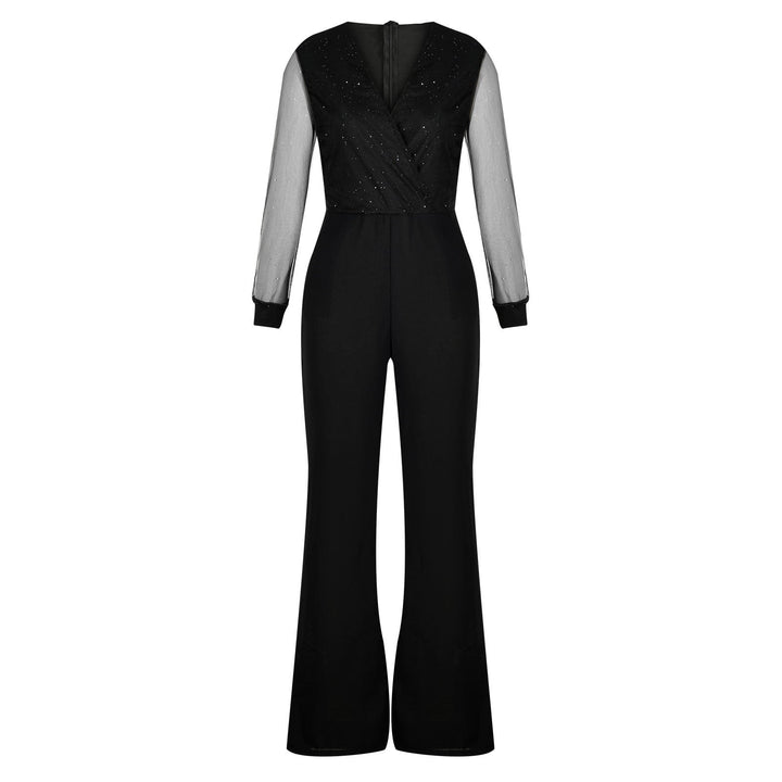 Chic women's long sleeve wide leg jumpsuit, a comfortable and stylish casual apparel.