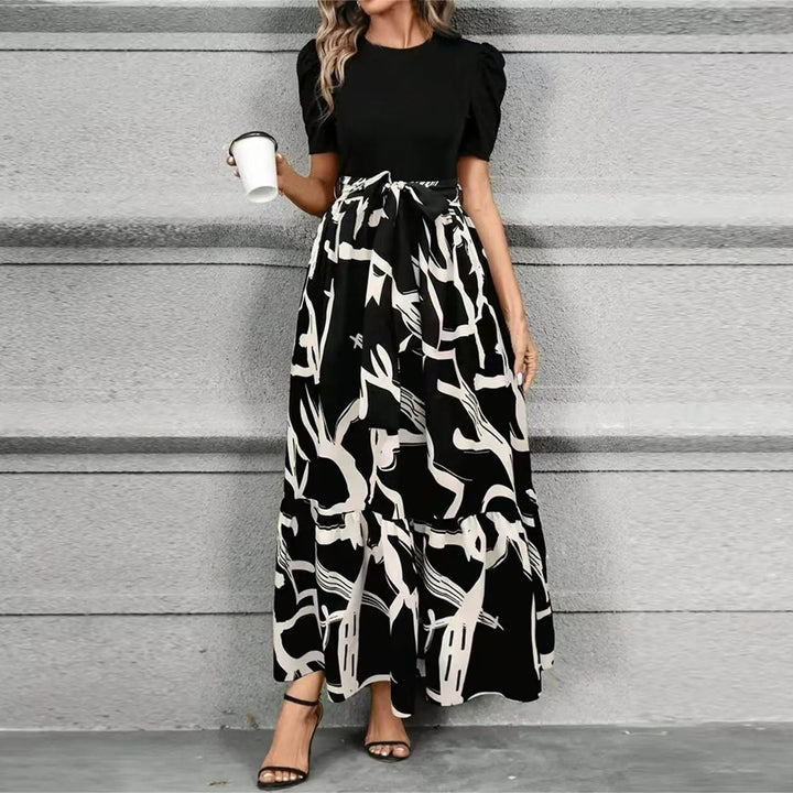 Flowing women's botanical print sundress, a comfortable and stylish floral maxi dress for summer vacations.