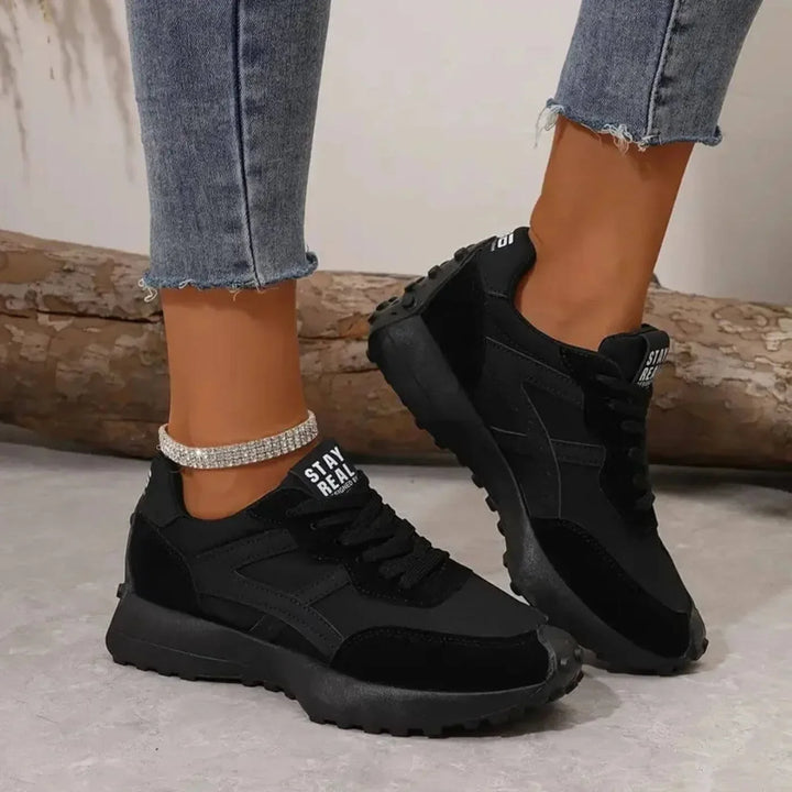 Comfortable women's orthopedic walking shoes, lace-up design with slip-resistant sole & excellent arch support for daily wear.
