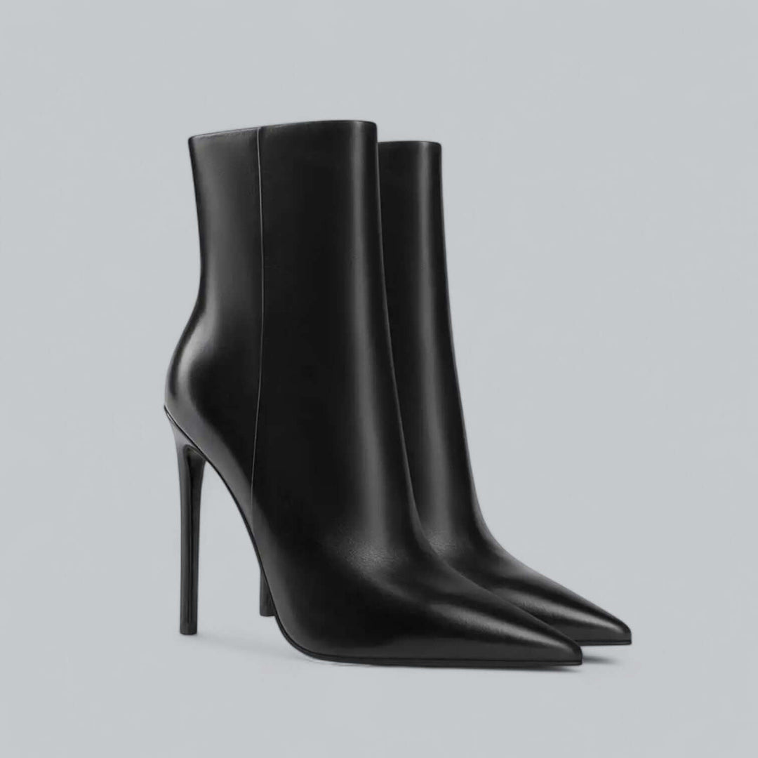 Fashionable women's ankle boots featuring a sharp pointed toe & slender stiletto heel design.