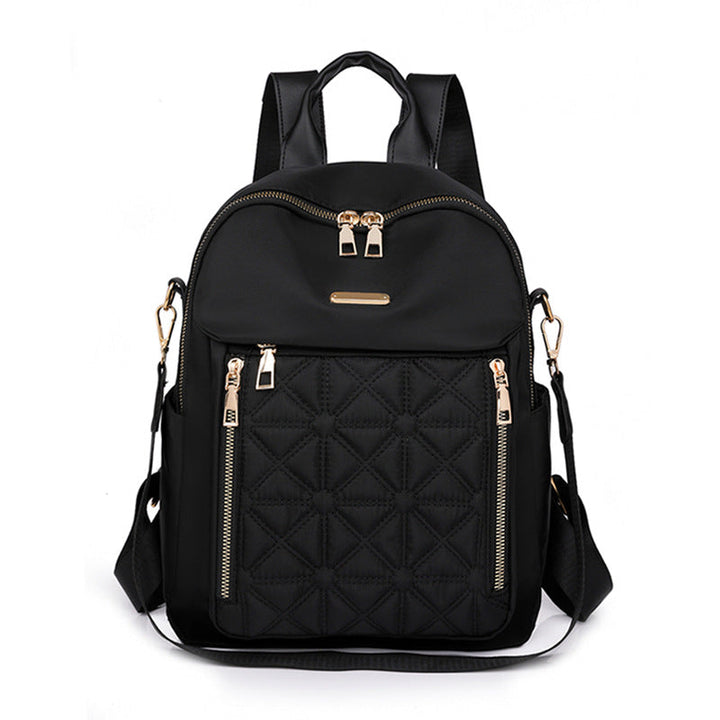 Black women's quilted fashion backpack, a durable multi-compartment bag for school, work, and elegant daily travel.