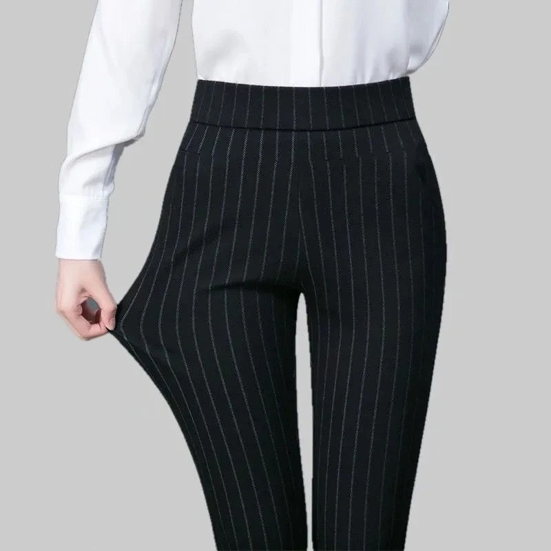 Women's black stretchy athleisure pants, perfect for all-day comfort and versatile casual wear.