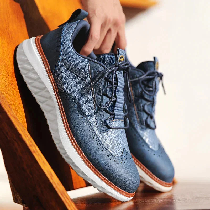 Stylish blue women's casual sneakers, offering modern design and all-day comfort for walking.