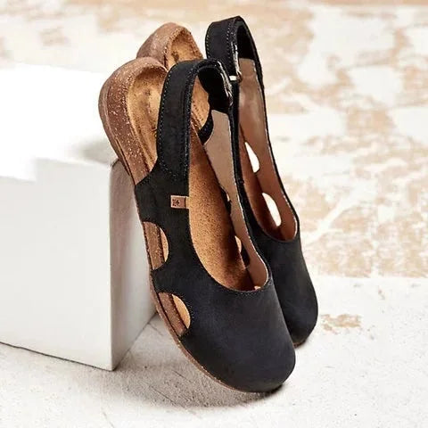 Blue closed-toe slingback walking sandals for women, designed for comfort & casual summer adventures.