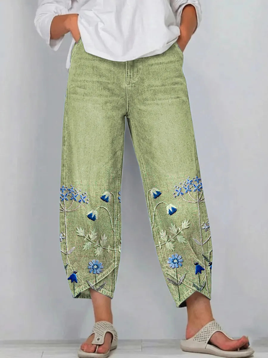 Women's casual floral boho print pants, relaxed fit for comfortable and stylish summer outfits.