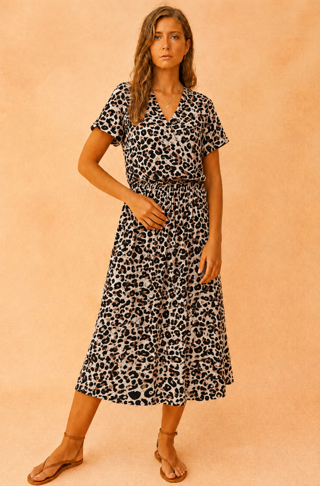 Trendy women's bohemian midi dress with polka dots, perfect for garden parties & summer outdoor events.