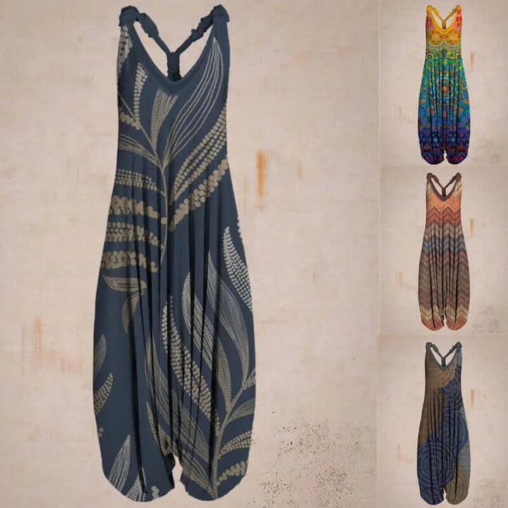 Effortless women's patterned boho jumpsuit, great for stylish casual wear.