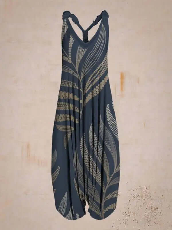 Bohemian sleeveless jumpsuit for women, offering a relaxed and stylish fit.