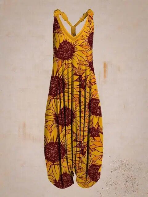 Comfy & stylish women's boho sleeveless jumpsuit, perfect summer vacation wear.
