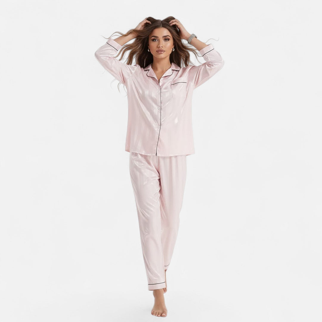 Bold stripe women's lounge set. Long sleeve top & matching pants for ultimate comfort & style.