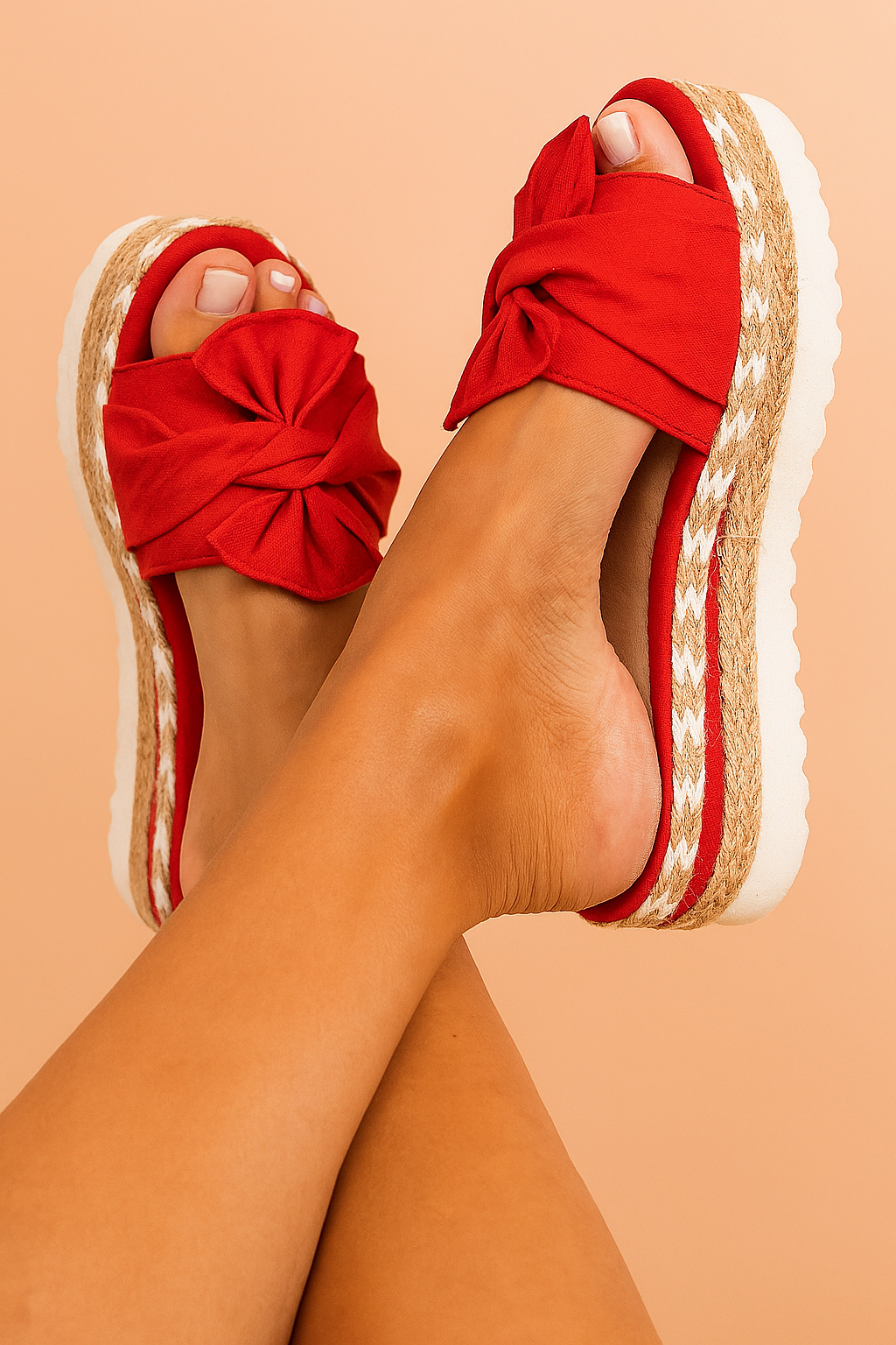Stylish women's summer platform slides featuring a decorative bow knot for vacation comfort.