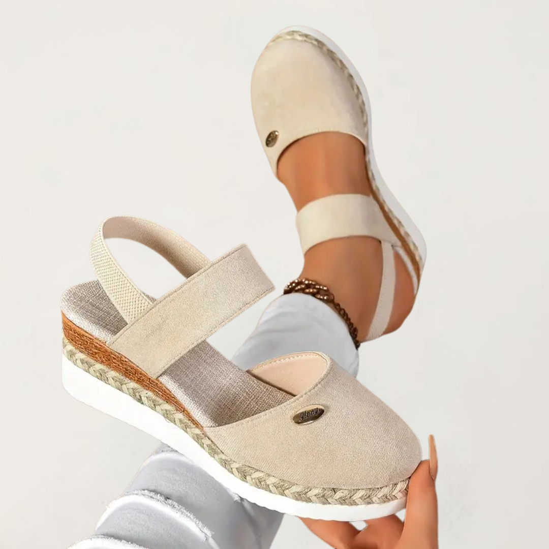 Women's braided elevated closed toe sandals, perfect for casual summer everyday style.