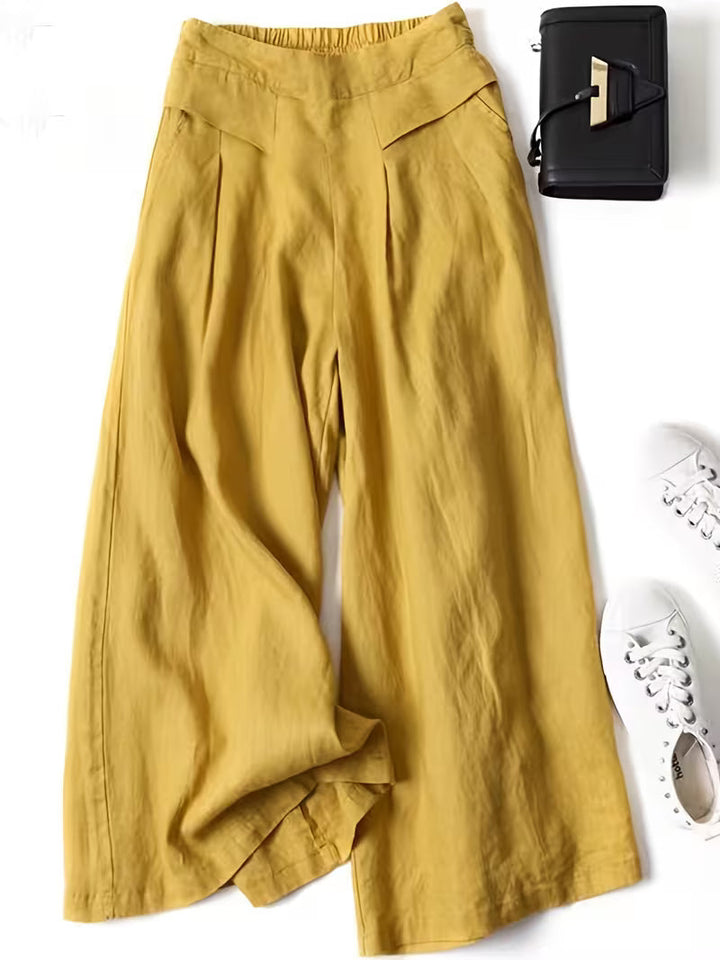Stylish women's breathable wide-leg pants, high-waisted for comfortable everyday fashion.