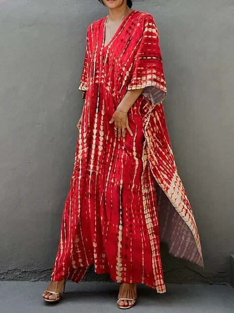 Comfortable summer maxi dress, a breezy caftan with an elegant flowing silhouette.
