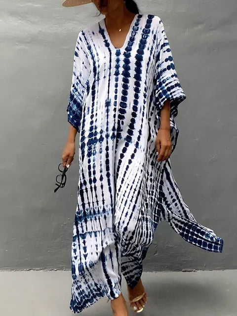 Women's casual chic caftan maxi dress, perfect for summer days or vacation style.