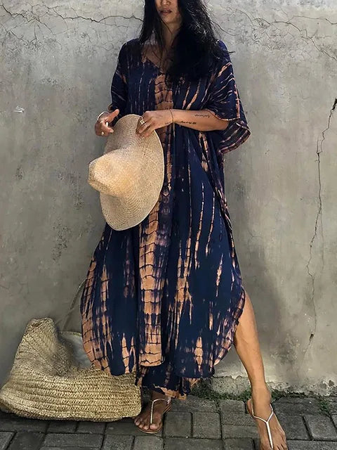 Elegant resort wear caftan dress, a flowing maxi perfect for women's summer comfort.