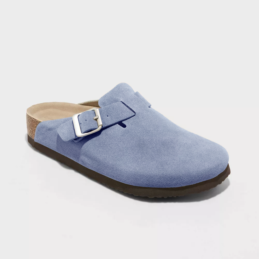 Versatile women's slip-on clog slippers, closed toe, buckle strap, great for home or quick errands.