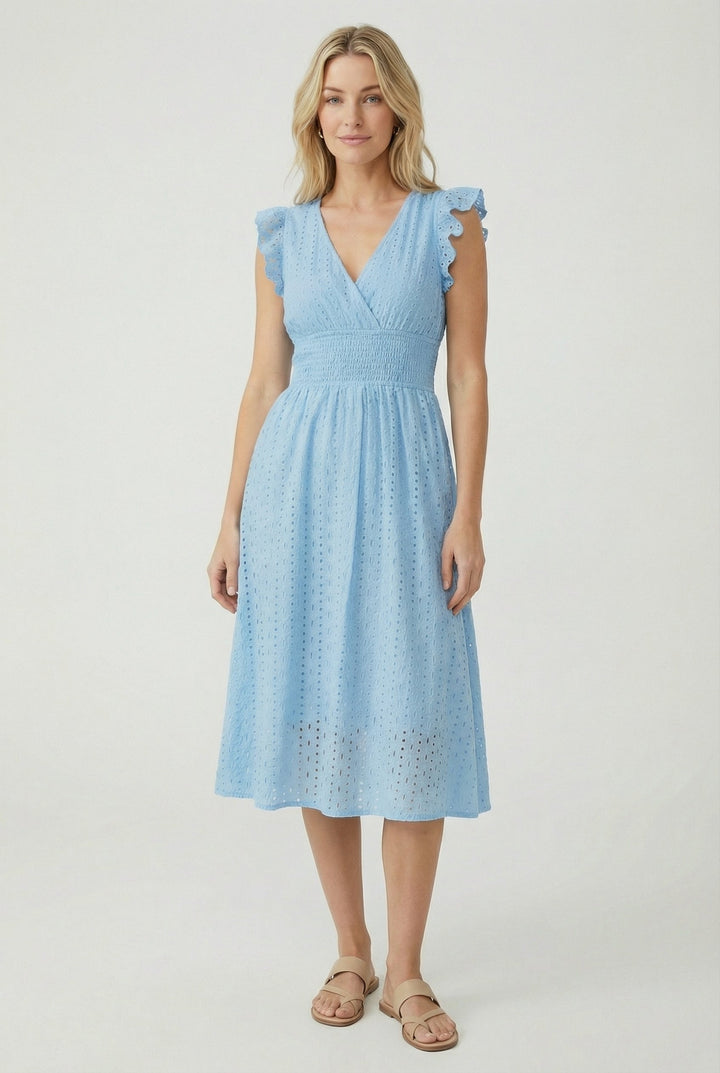 Versatile women's midi dress, A-line cut, suitable for beach or party