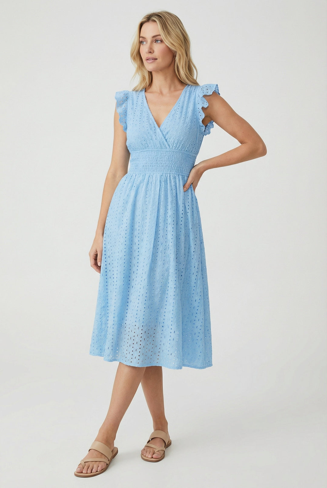 Breathable and flattering women's A-line summer midi dress