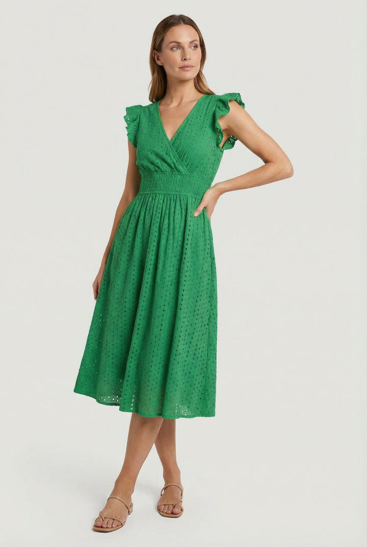 Flattering A-line midi summer dress for women, effortless casual chic