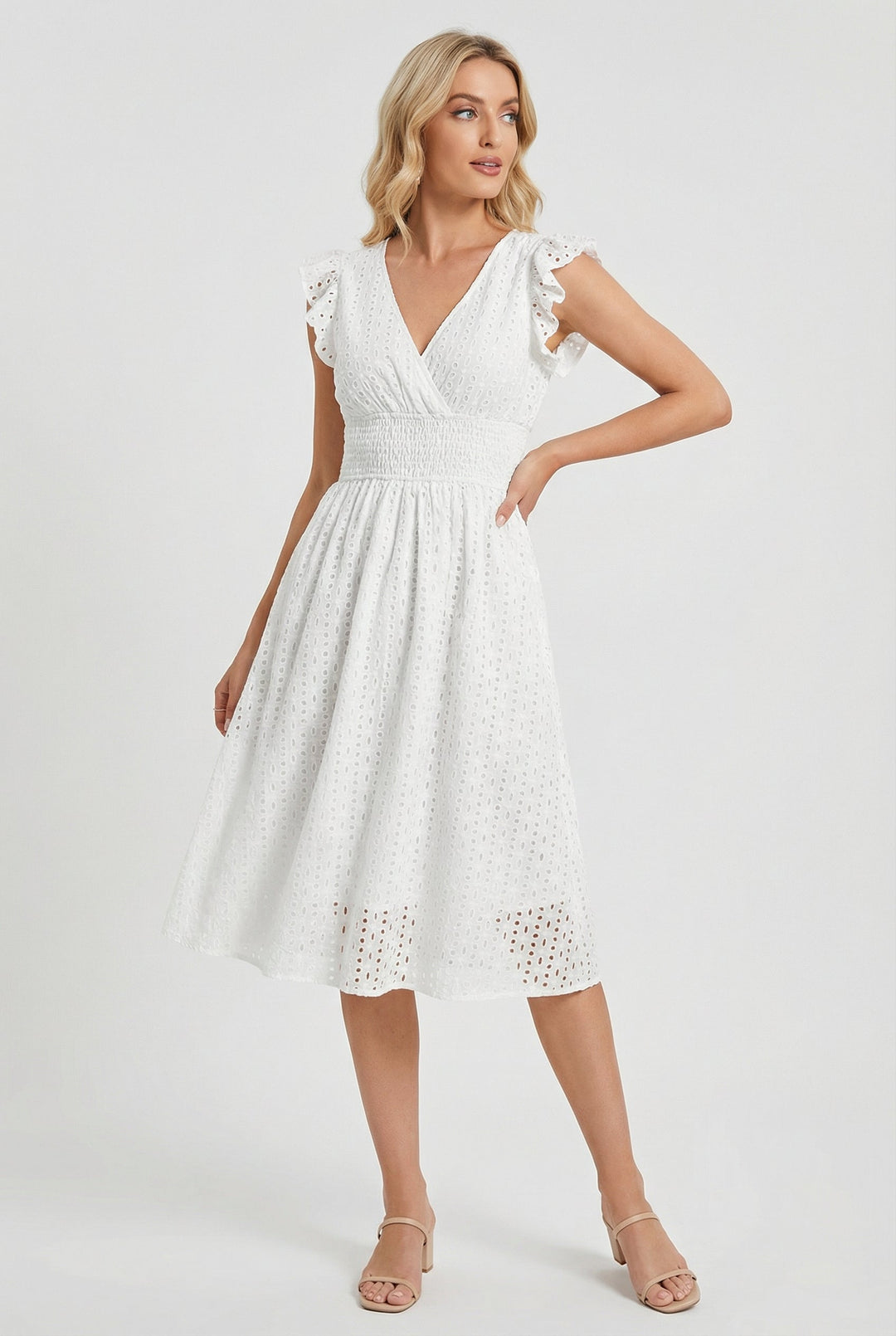 Flattering fit A-line midi dress for women, perfect for summer occasions