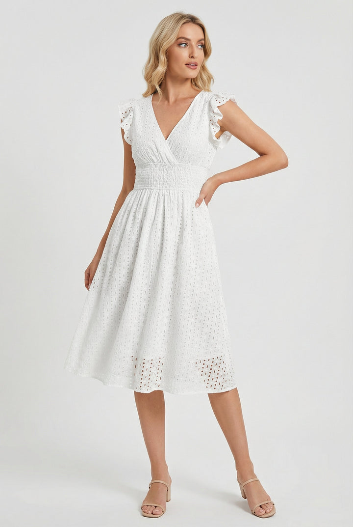 Flattering fit A-line midi dress for women, perfect for summer occasions
