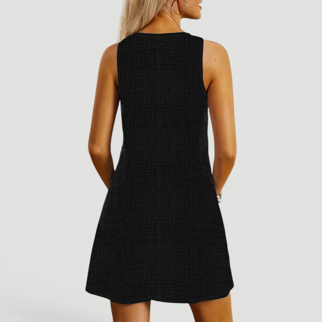 Comfortable women's A-line summer dress, perfect for casual everyday wear.