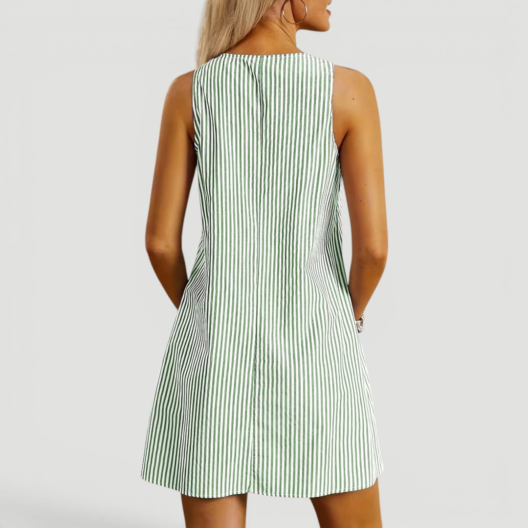 Everyday women's summer A-line dress, comfortable, with practical pockets.