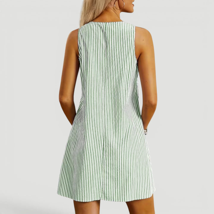 Everyday women's summer A-line dress, comfortable, with practical pockets.